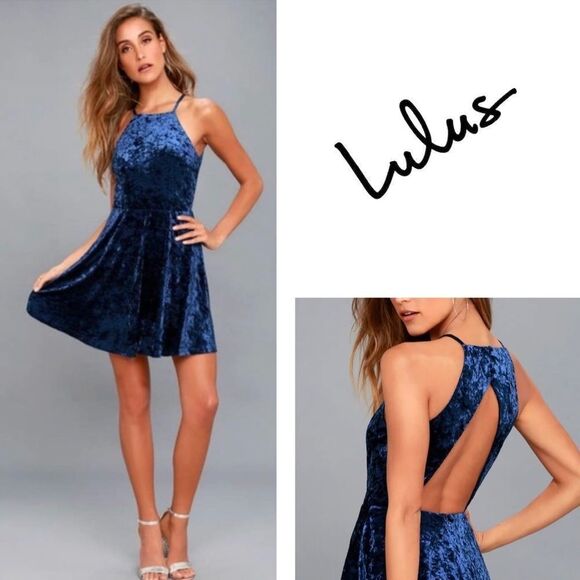 Lulu’s Dancing Queen Velvet Backless Skater Dress - Picture 2 of 16
